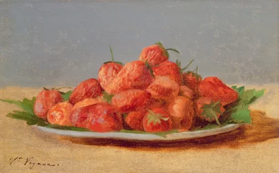 Naturaleza Muerta con Fresas en un Plato